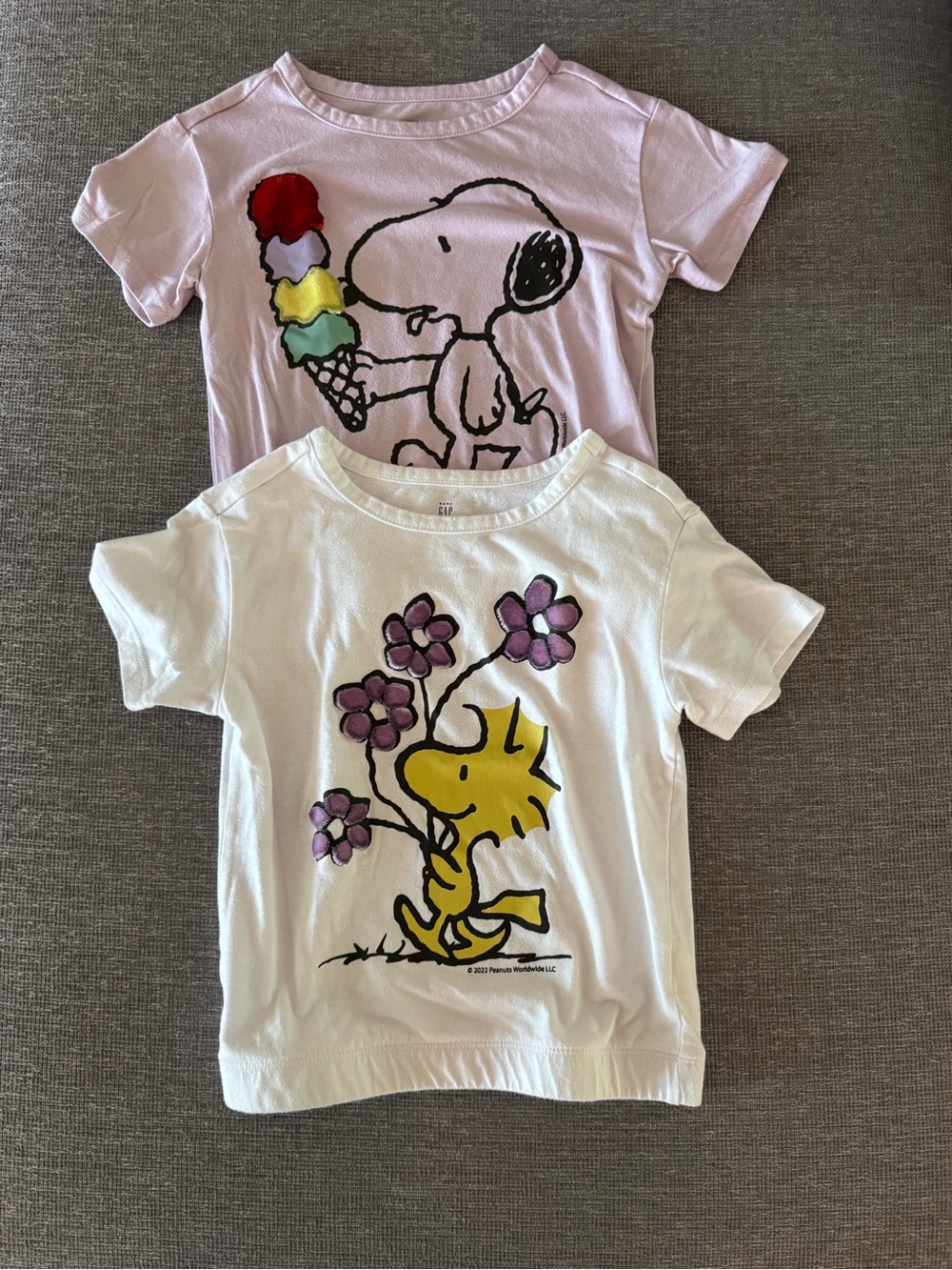 Kids Snoopy & Woodstock Graphic Tee Set - Purple & White